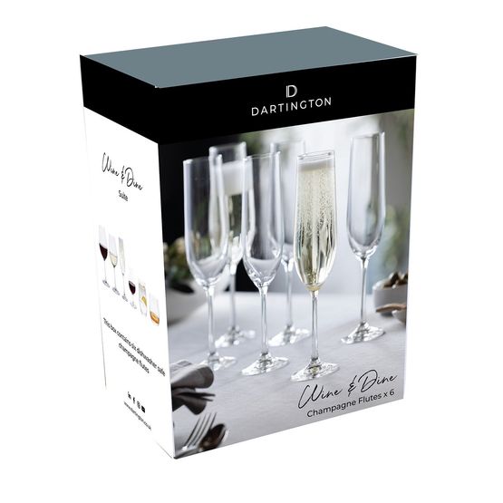 Dartington Wine &amp; Dine Flute Glass Pack of 6 ST3592/4/6pk