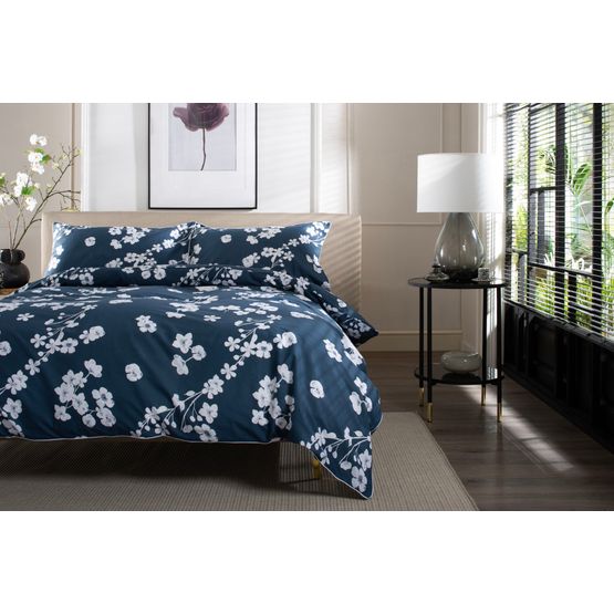 The Lyndon Company Petite Fleure Bedlinen Duvet Cover Set Navy Blue