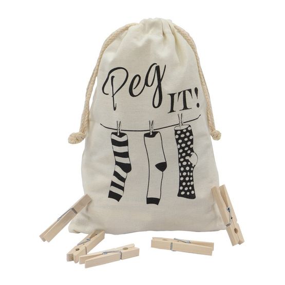 JVL 100 Wooden Pegs with Cotton Bag 19-243