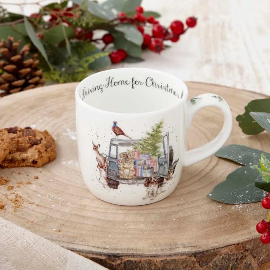 Royal Worcester Wrendale Designs Driving Home for Christmas Fine Bone China Mug