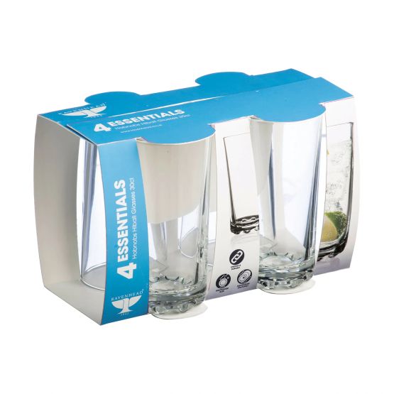 Ravenhead Essentials Hobnobs Hiball Tumbler Glass 30cl Pack of 4