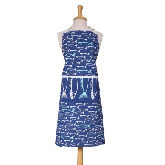 Dexam Cotton Adult Apron - Marine Blue Fish
