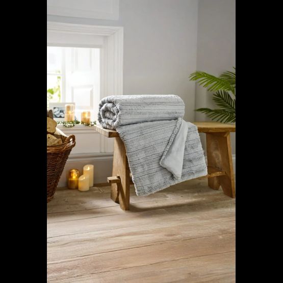 Chatsworth Faux Fur Textured Throw Grey 130x 170cm