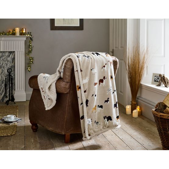Deyongs Mixed Dogs Oatmeal Fleece Throw 140x180cm