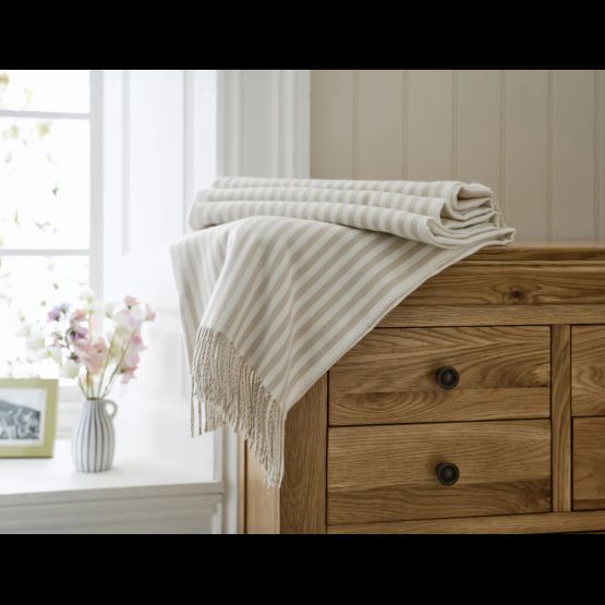 Lobster Creek Salcombe Stripe Throw Latte
