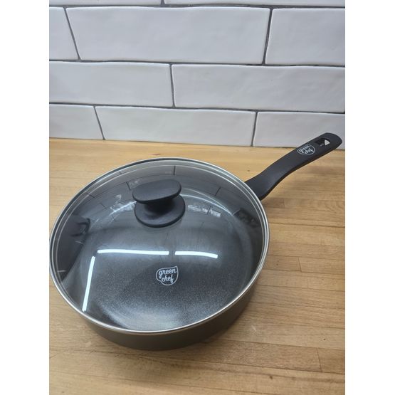 GreenChef Non-stick Saute pan 24cm with Glass Lid PFA's Free