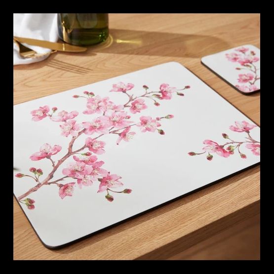 Pimpernel Set of 6 Pink Blossom Tablemats or Coasters