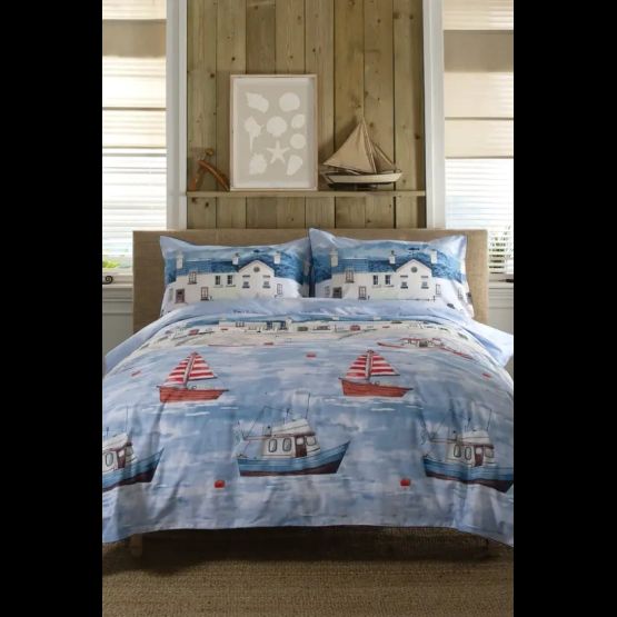 Lobster Creek Coastal Fishing Village Bedding Set