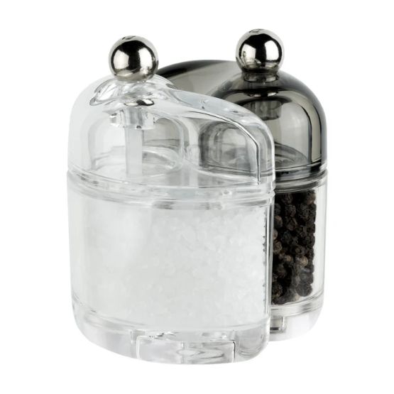 Grunwerg Condimates Acrylic Salt and Pepper Set Black and White