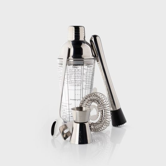 Taproom Five Piece Cocktail Set with Recipe Glass Cocktail Shaker ME933A5