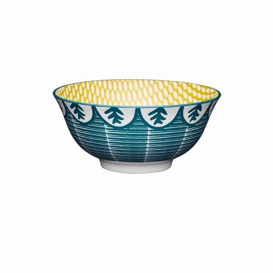 KitchenCraft Leafy Green Print Ceramic Bowl