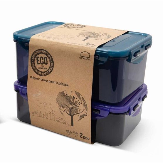 Lock &amp; Lock Eco 2pc Rectangular Storage Container Set