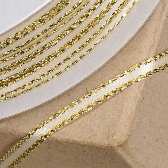 Club Green Satin / Lurex Ribbon Ivory/Gold
